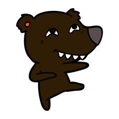 cartoon bear showing teeth while dancing