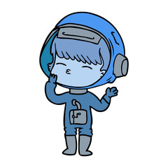 cartoon curious astronaut wondering