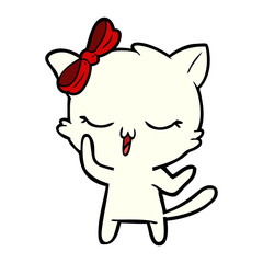 cartoon cat with bow on head