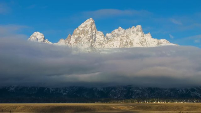 Snow Capped Grand Tetons Time Lapse