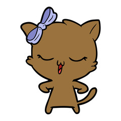 cartoon cat with bow on head