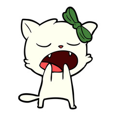 cartoon yawning cat