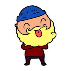man with beard sticking out tongue