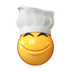 Emoji cook isolated on white background,emoticon restaurant chef 3d rendering