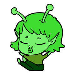 cute alien girl cartoon