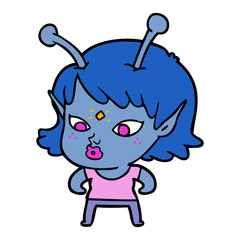 pretty cartoon alien girl