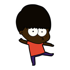 nervous cartoon boy dancing
