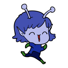 cartoon alien girl laughing