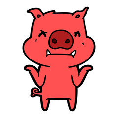 angry cartoon pig shrugging shoulders