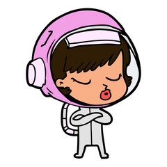 cartoon pretty astronaut girl