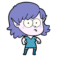 cartoon elf girl staring