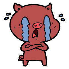 crying pig cartoon