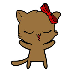cartoon cat with bow on head
