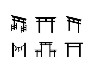 Set of Torii icon in silhouette style
