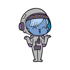 Obraz premium happy cartoon space girl shrugging shoulders