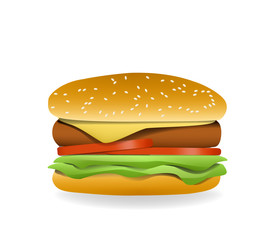 3D Hamburger, side view, vector
