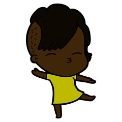 cartoon squinting girl