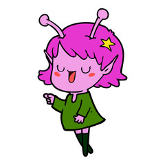 happy alien girl cartoon