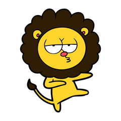 cartoon bored lion dancing