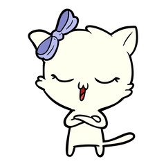 cartoon cat with bow on head