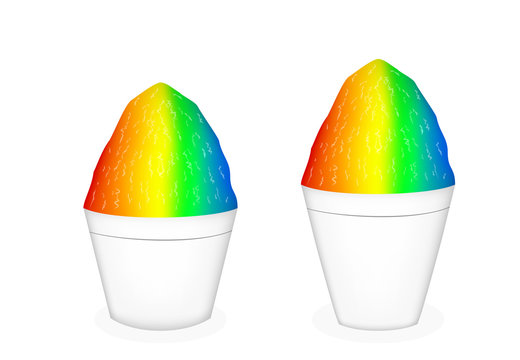 3D Hawaiian Shave Ice On White Bowl, Vector