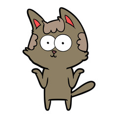 happy cartoon cat shrugging;shoulders