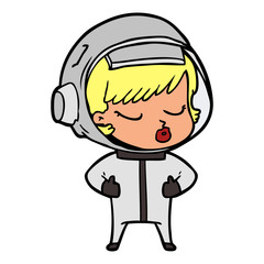 cartoon pretty astronaut girl