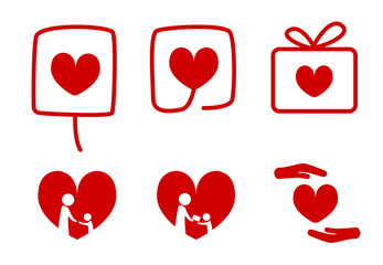 Set of Donation icons with love concept, vector