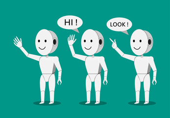 Smile humanoid robot for presentation, vector