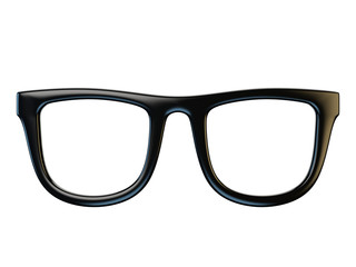 Black eyeglasses design element, glasses isolated on white background, 3d rendering