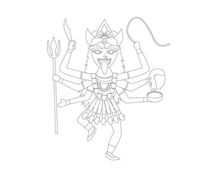 Kali in outline style for coloring, vector