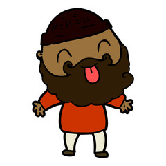 man with beard sticking out tongue