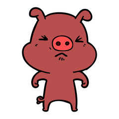 Obraz na płótnie Canvas cartoon angry pig