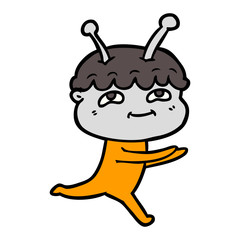 friendly cartoon spaceman running