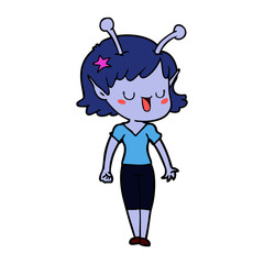 happy alien girl cartoon