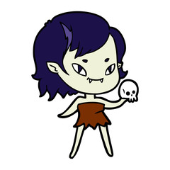 cartoon friendly vampire girl with skull