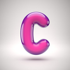 Round pink glossy font 3d rendering letter C