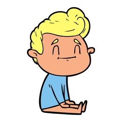 Obraz premium happy cartoon man sitting on floor