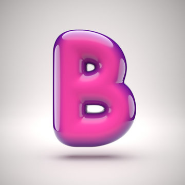 Round pink glossy font 3d rendering letter B