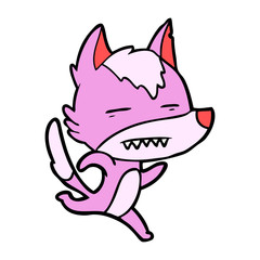 cartoon wolf running showing teeth