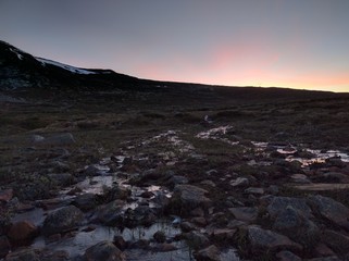 Sun is down at hardangervidda