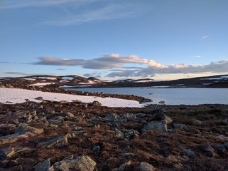 The sun setting at Hardangervidda