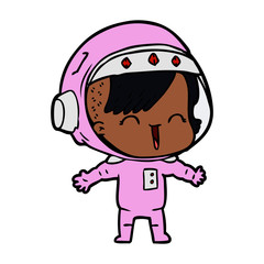 cartoon laughing astronaut girl 