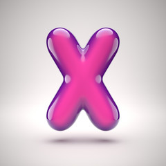 Round pink glossy font 3d rendering letter X