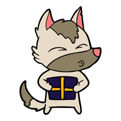 cartoon christmas wolf whistling