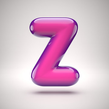 Round pink glossy font 3d rendering letter Z