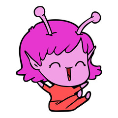 cartoon alien girl laughing