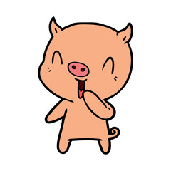 happy cartoon pig