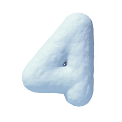Snow font 3d rendering number 4