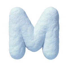 Snow font 3d rendering letter M